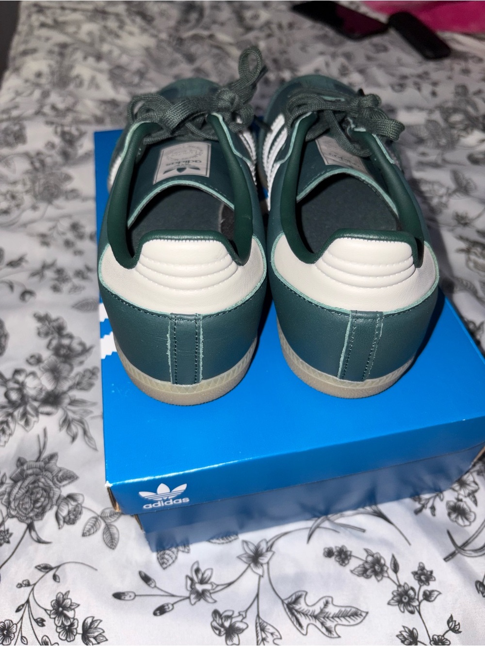 adidas Originals Samba OG J Dark Green & White Women's Sneakers - Picture 5 of 7